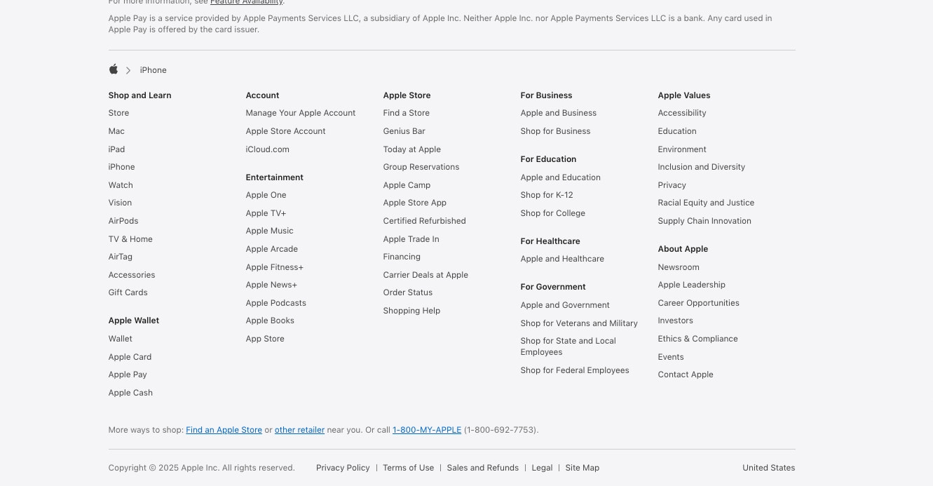 iPhone - Apple captured website design