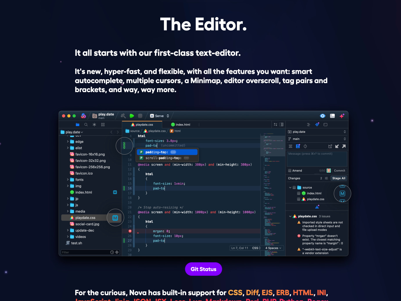 Panic - Nova captured website design