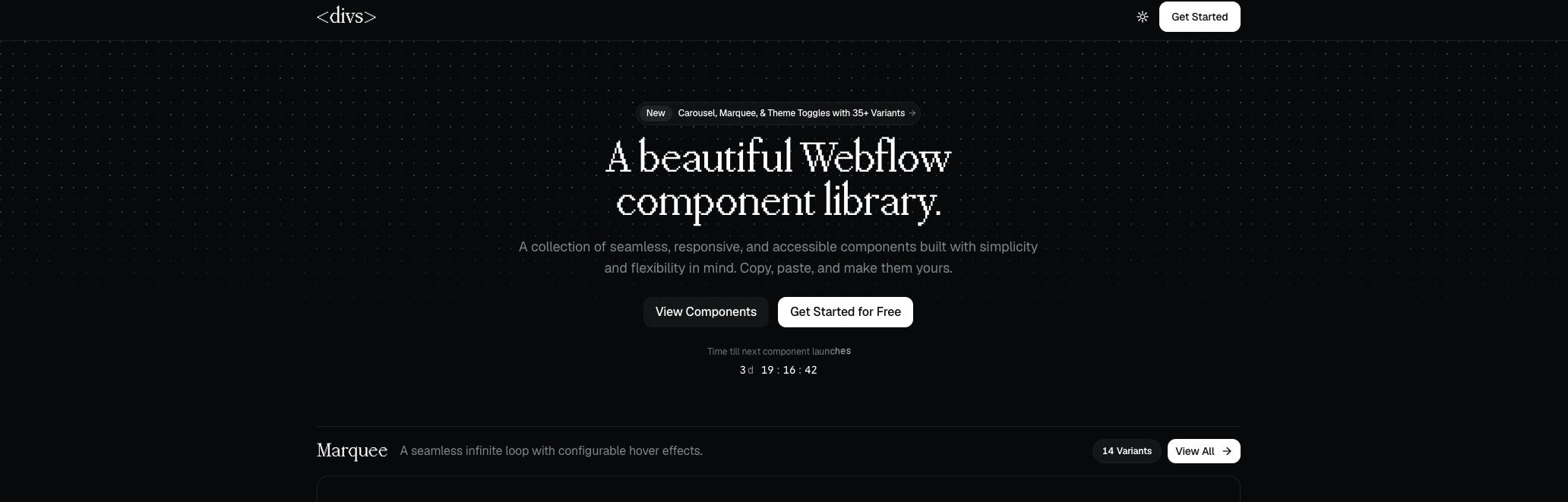 A beautiful Webflow component library. captured website design