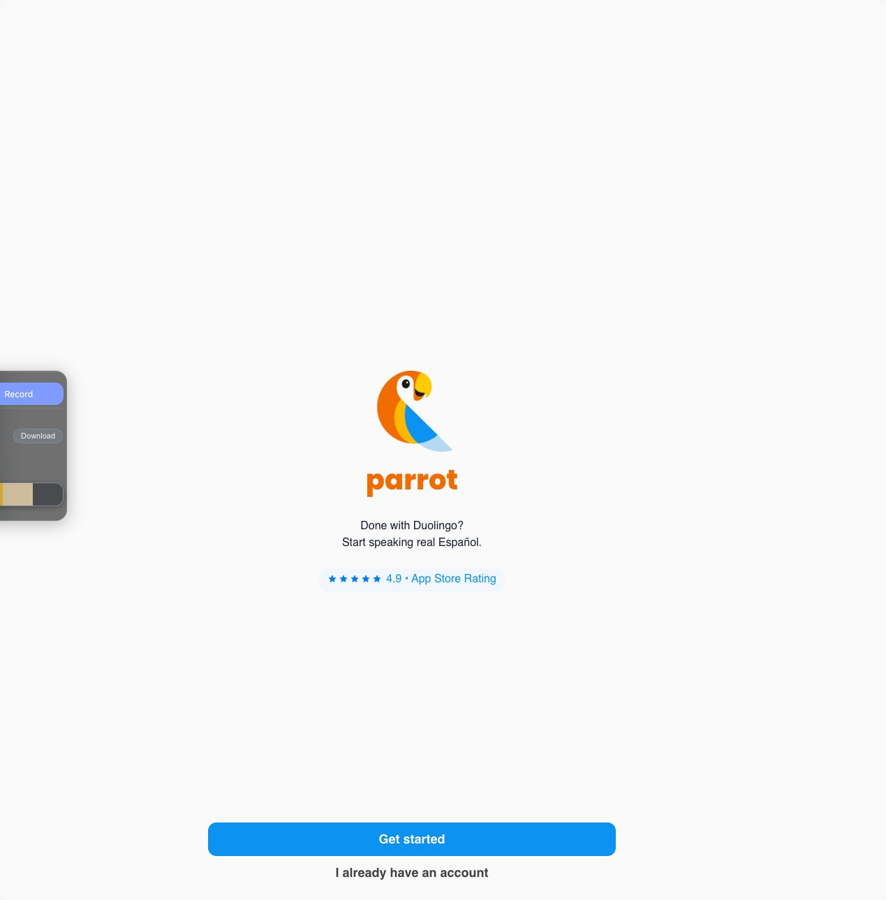 Parrot captured website design