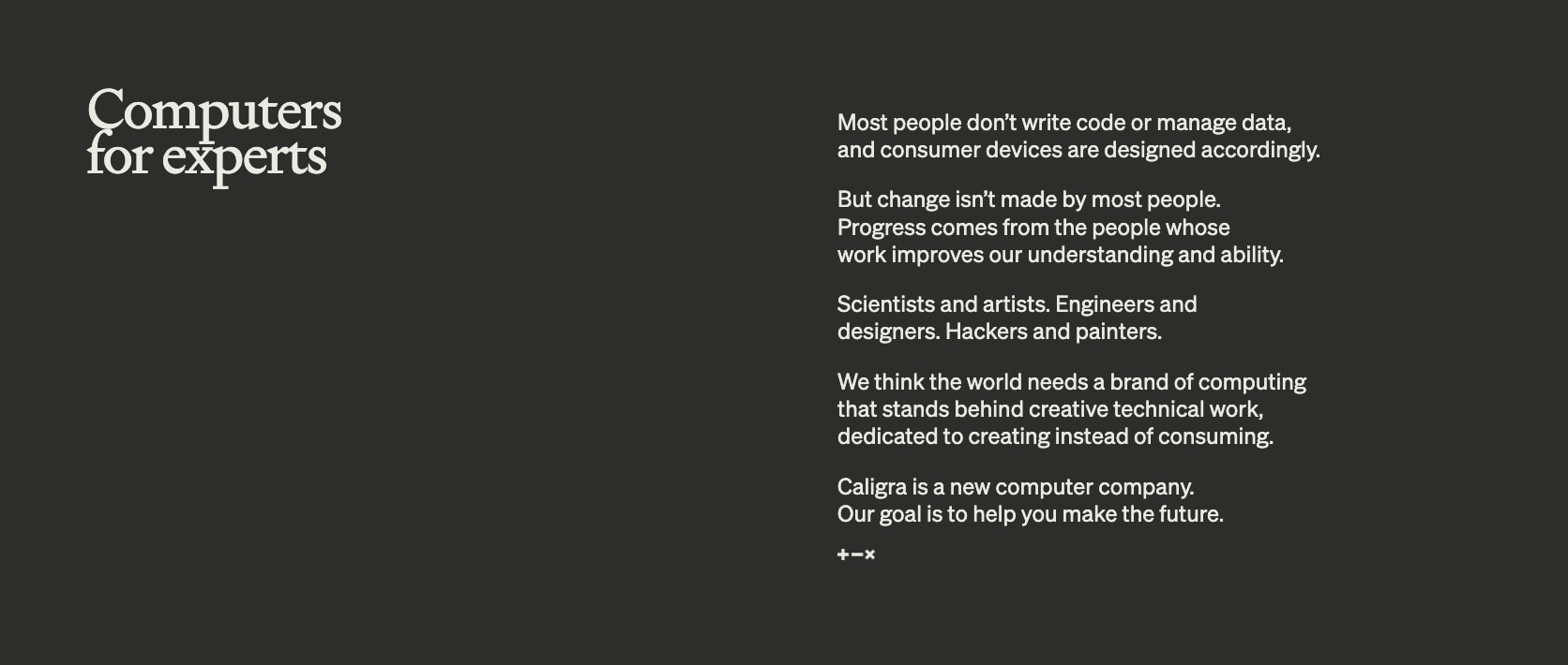 Caligra is a new computer company. captured website design