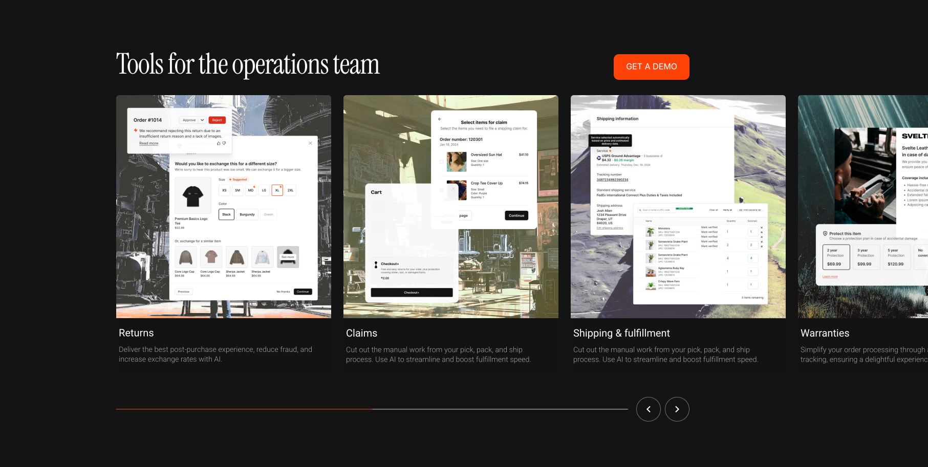 Operations Category captured website design