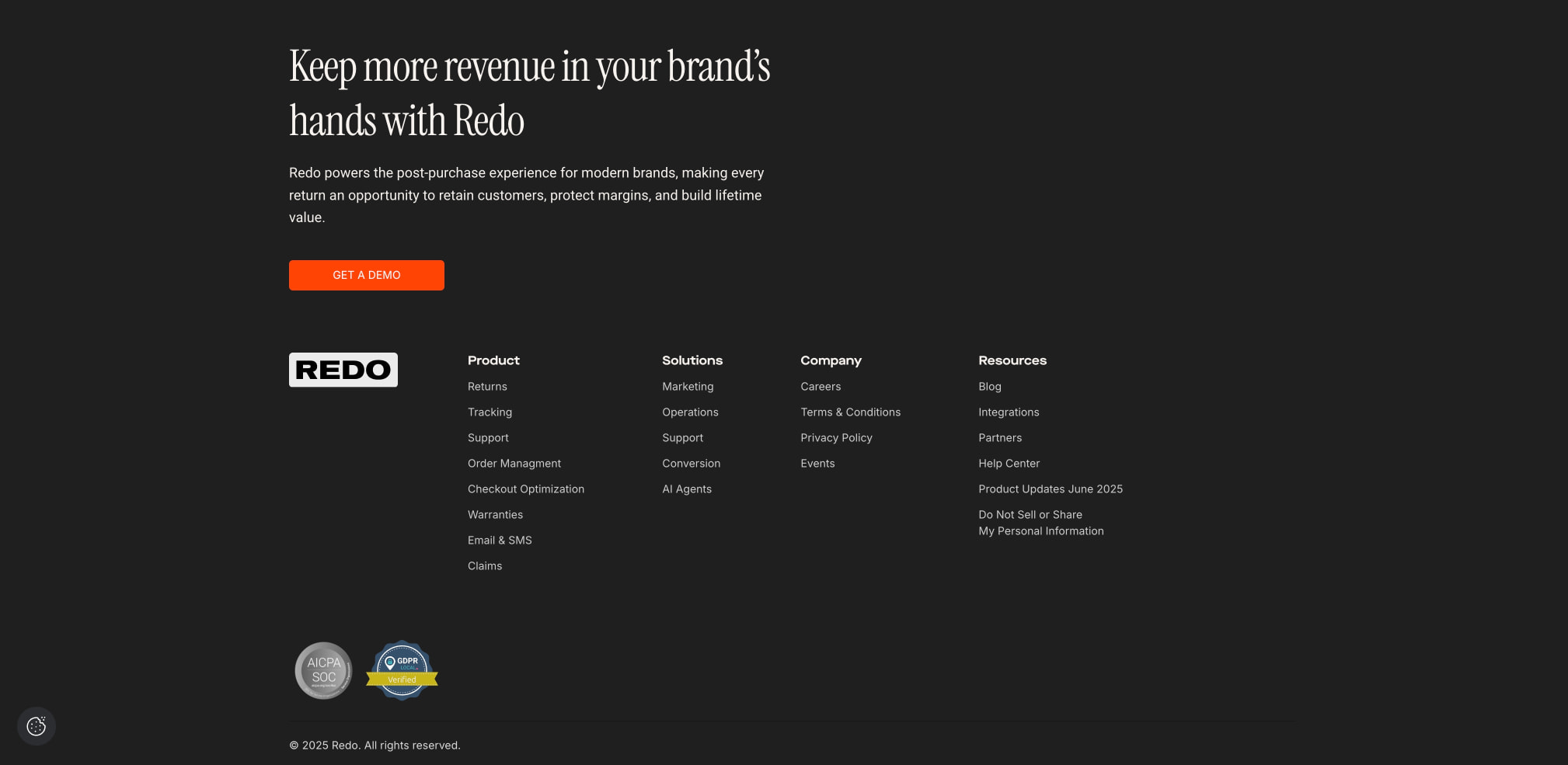 Operations Category captured website design