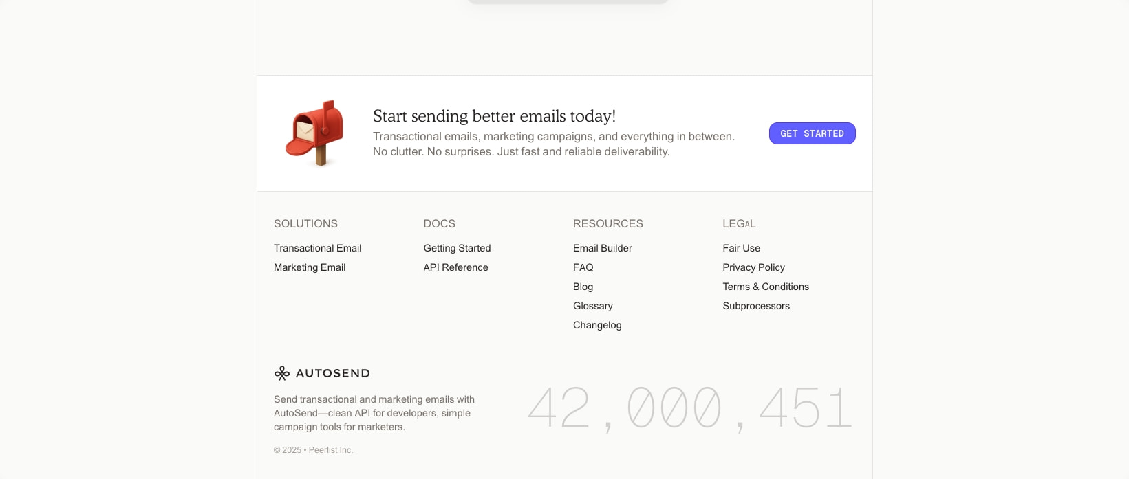 AutoSend: Send better emails. captured website design