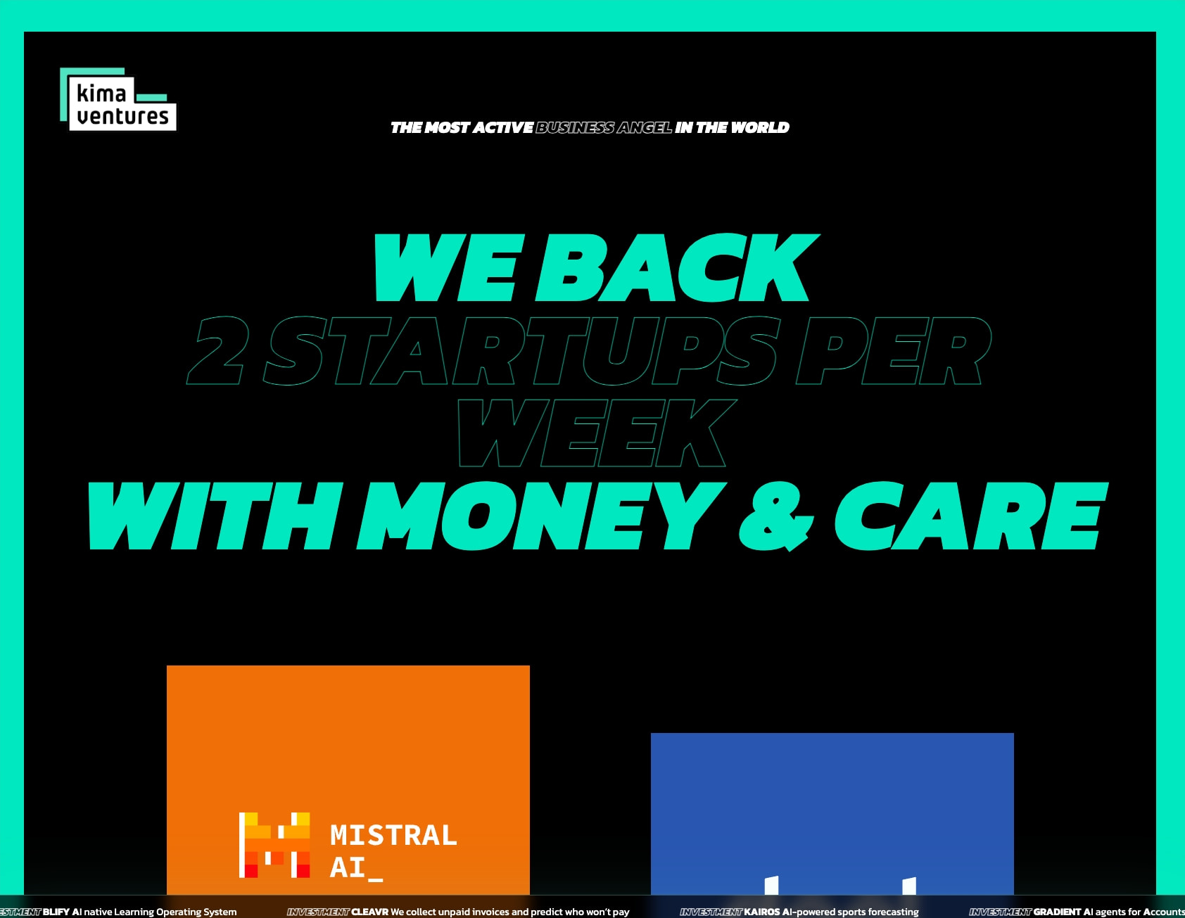 Kima Ventures - The most active Business Angel in the world captured website design