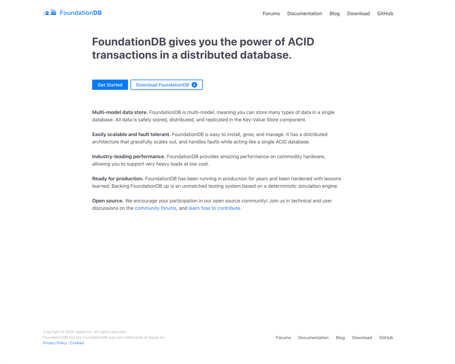 FoundationDB | Home captured website design