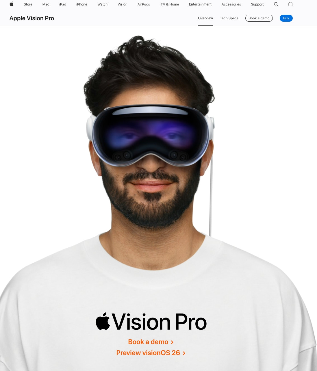 Apple Vision Pro - Apple captured website design