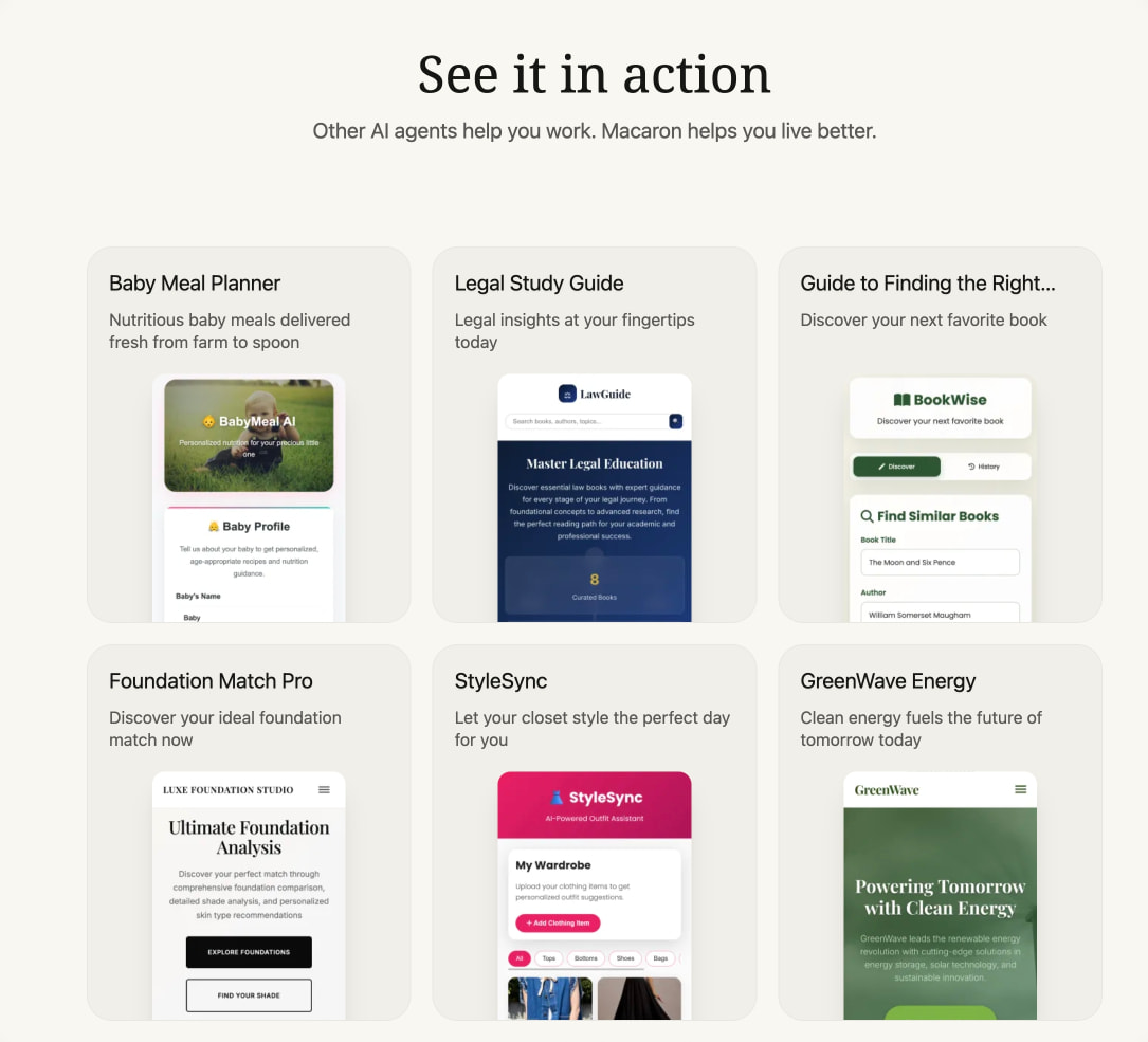 Macaron – World's First Personal AI Agent captured website design