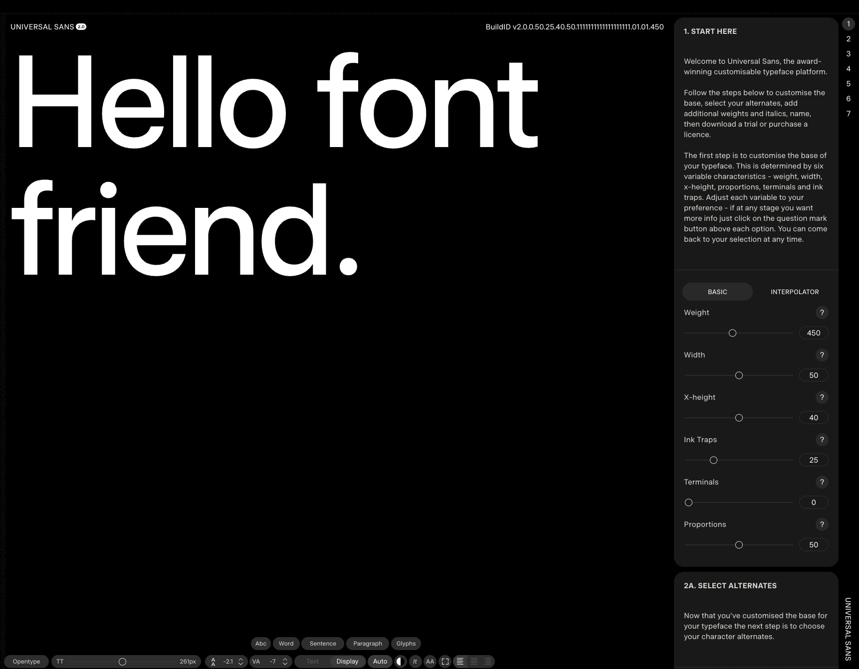 Universal Sans captured website design