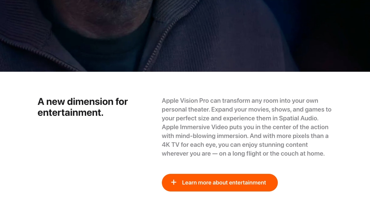 Apple Vision Pro - Apple captured website design
