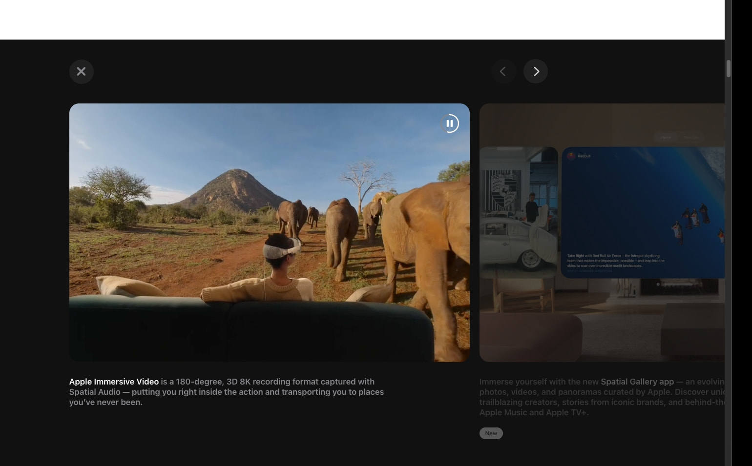 Apple Vision Pro - Apple captured website design
