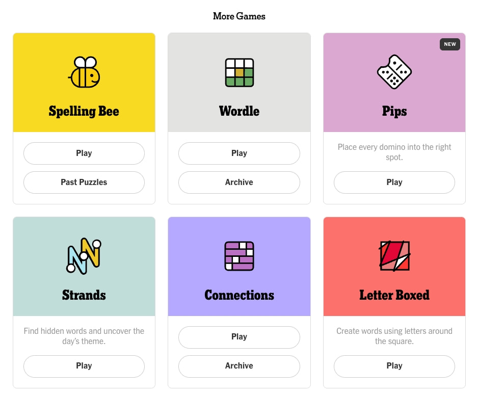 The Crossword — The New York Times captured website design