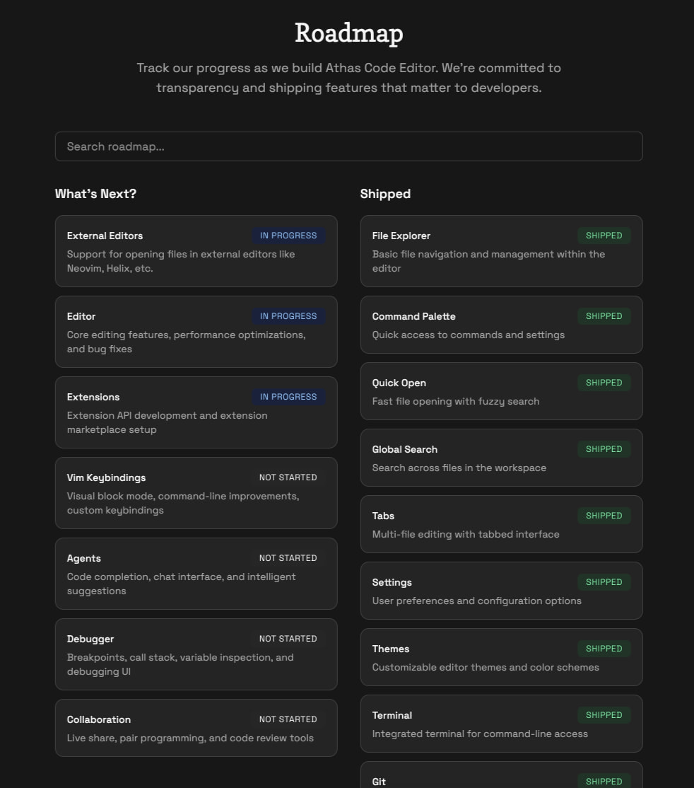 Athas Industries - A lightweight code editor captured website design