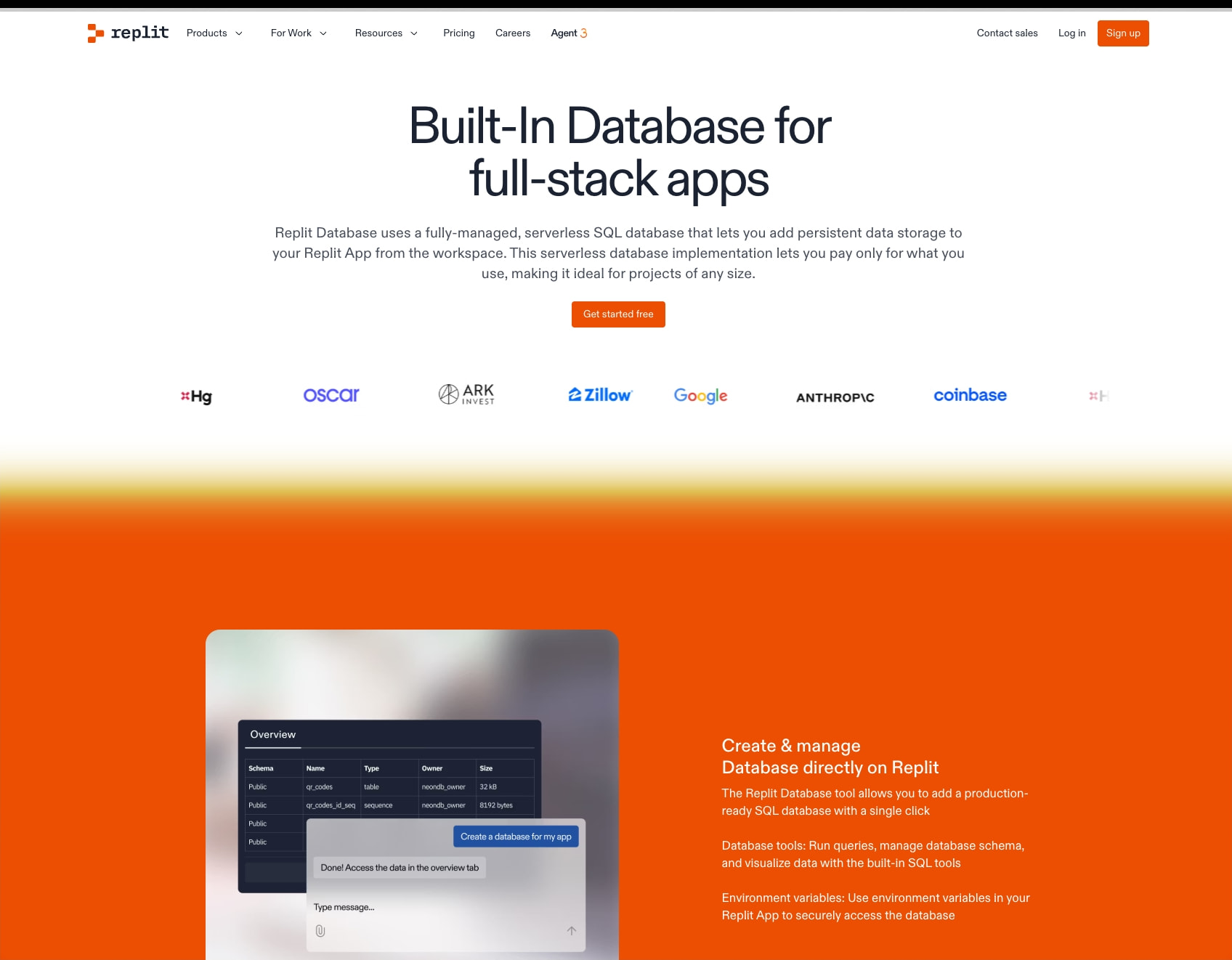 Database - Replit captured website design