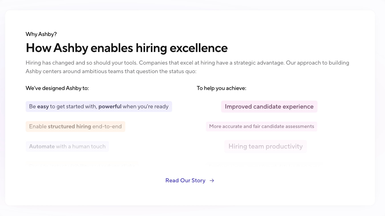 All-in-one Recruiting Software for Ambitious Teams | Ashby captured website design