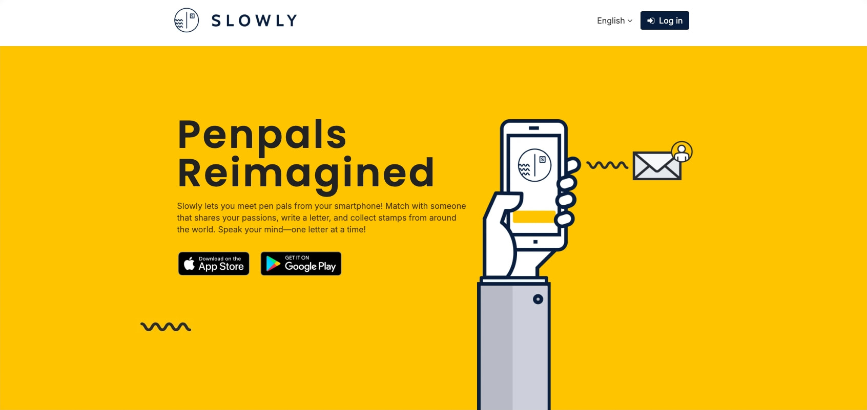 Slowly - Penpal Reimagined captured website design