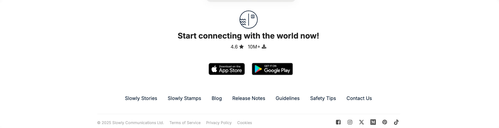 Slowly - Penpal Reimagined captured website design