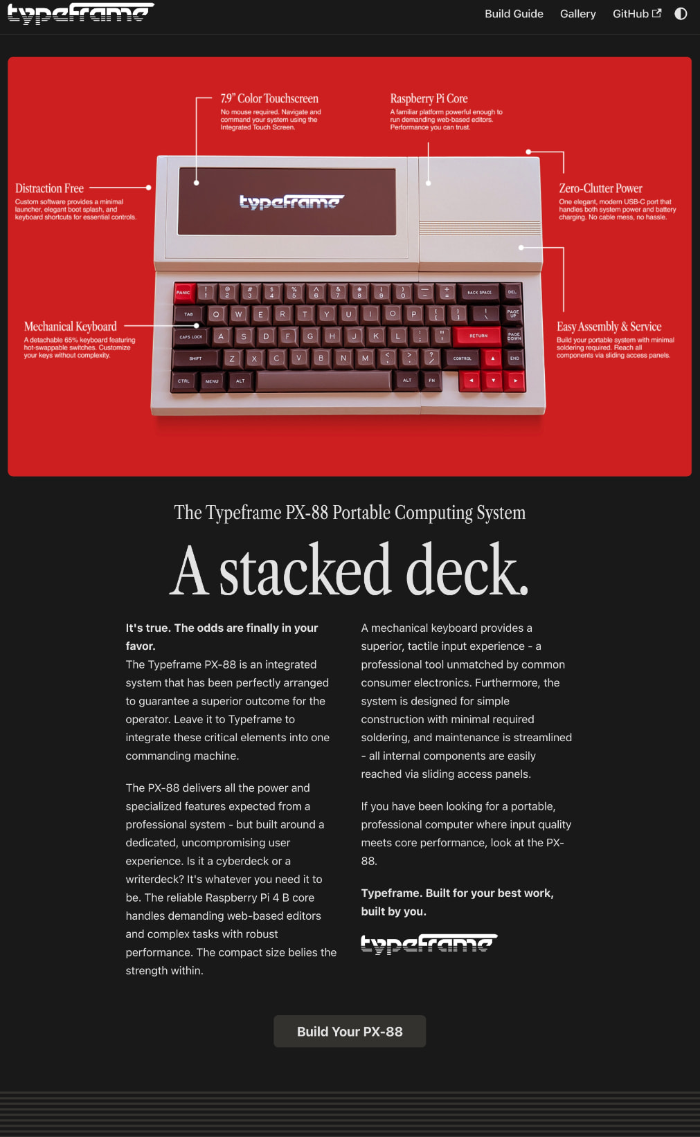 Typeframe captured website design