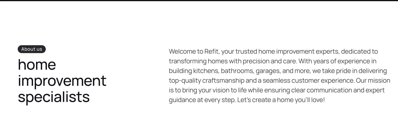Refit - Construction & Renovation Website Template for Framer captured website design