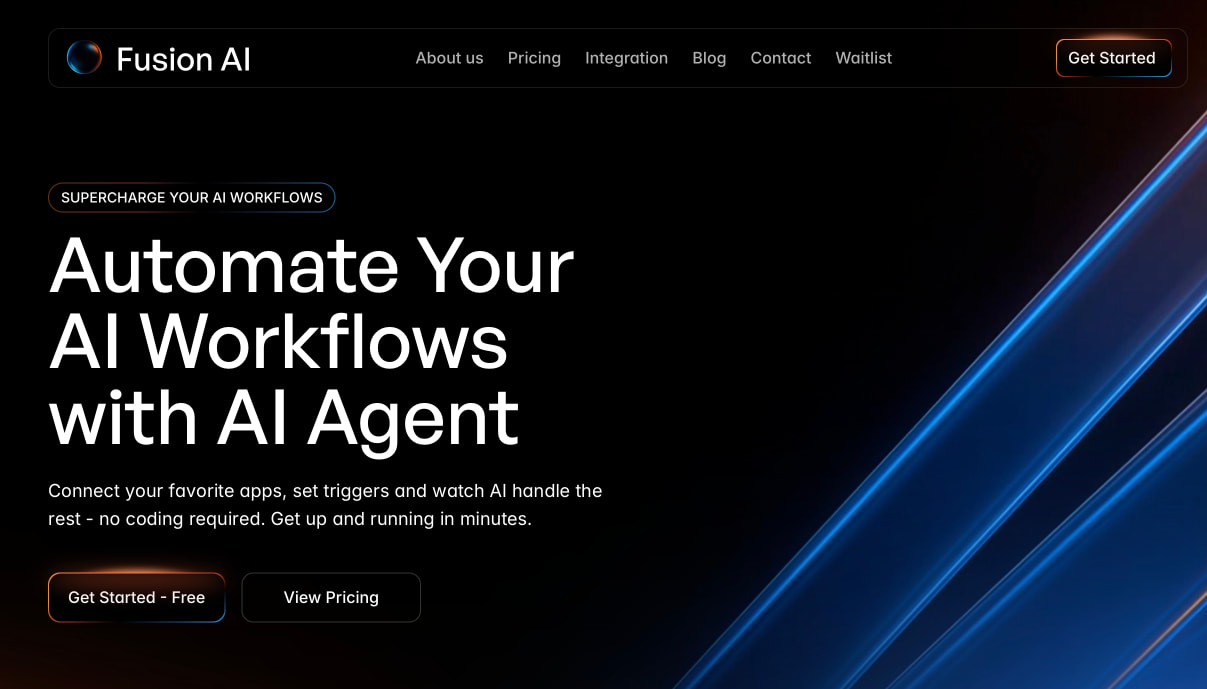 Fusion AI – SaaS & AI Agent Template captured website design