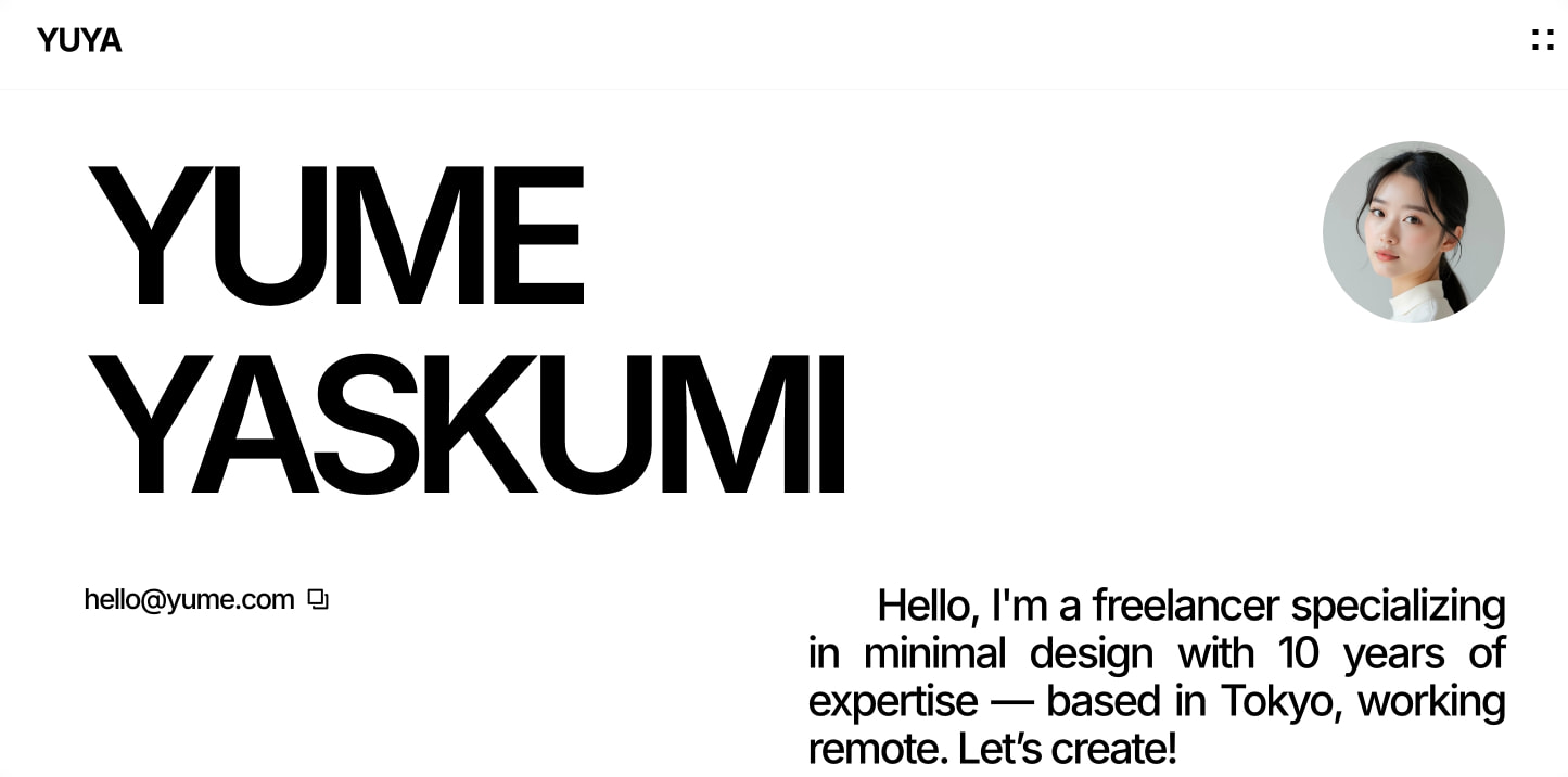 YUYA captured website design