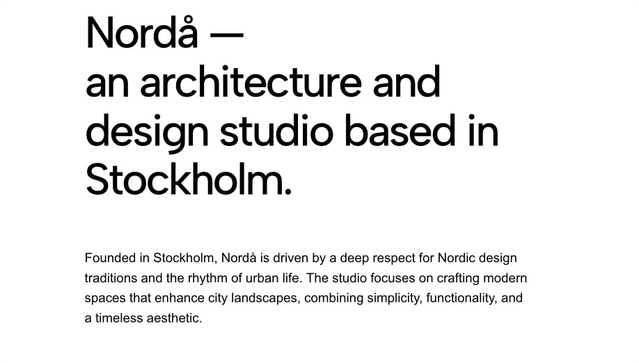 Nordå Architects captured website design