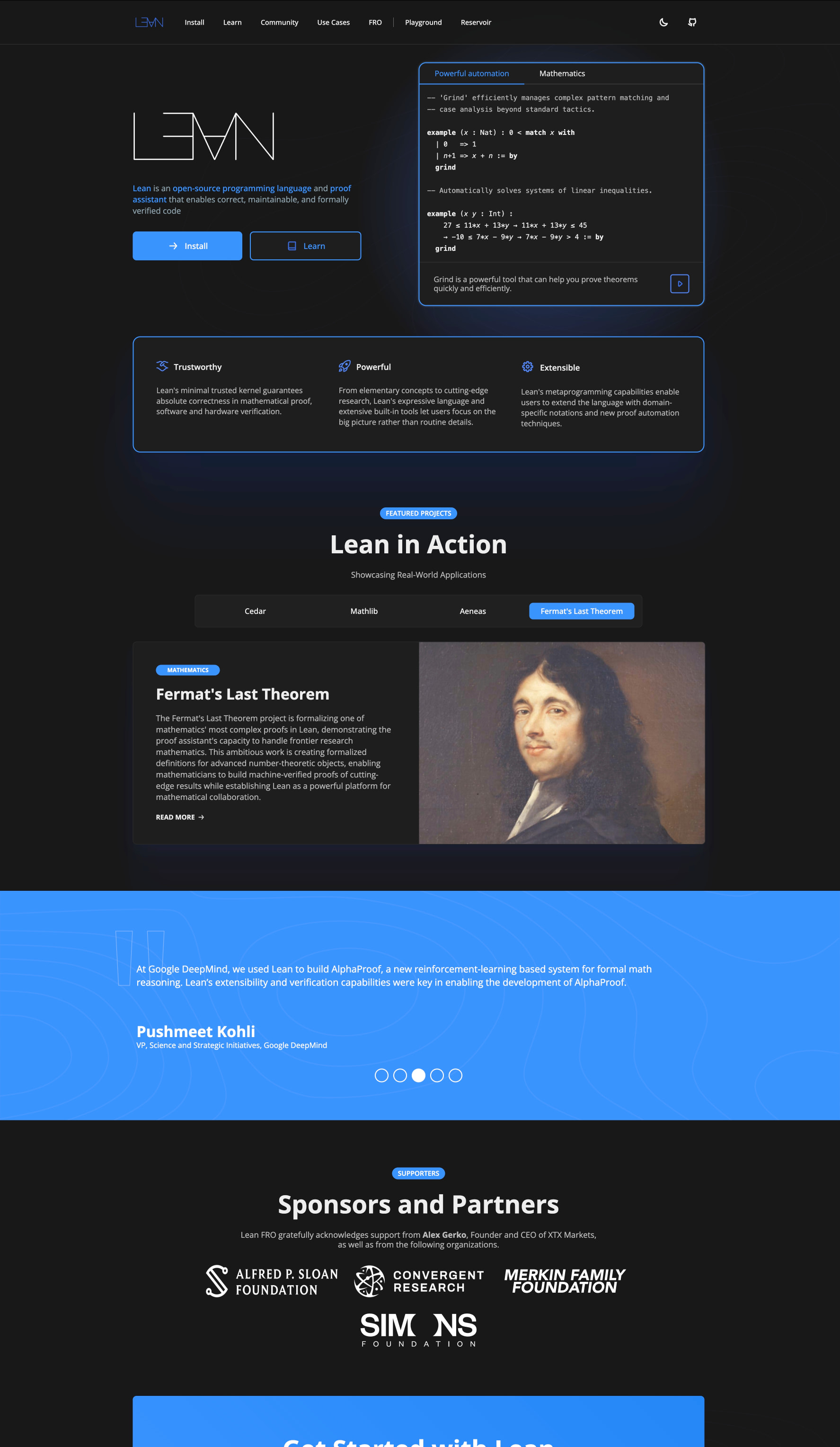 Lean enables correct, maintainable, and formally verified code captured website design