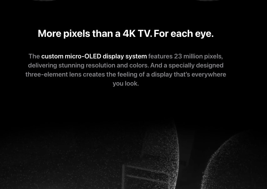 Apple Vision Pro - Apple captured website design