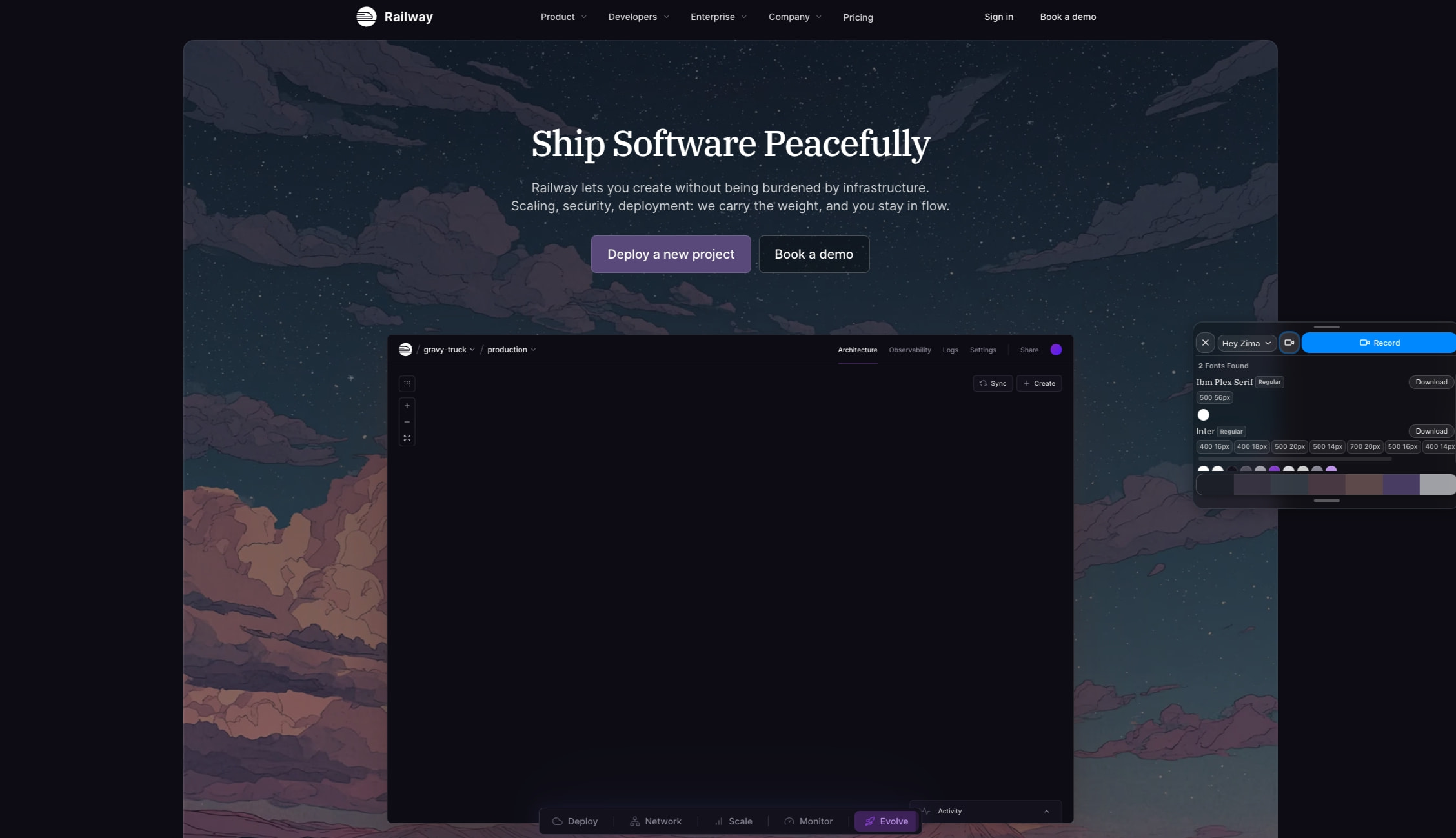 Railway captured website design