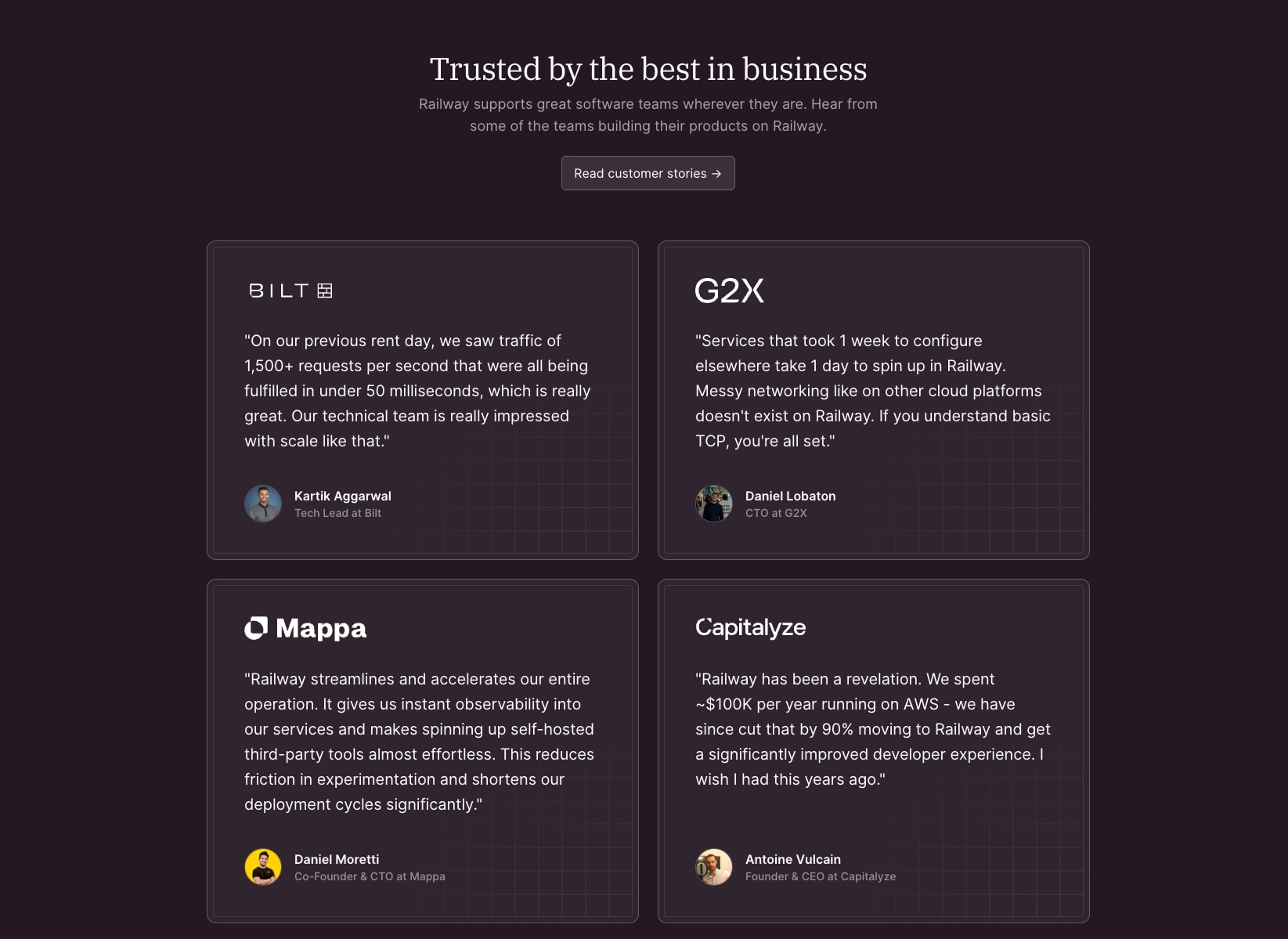 Railway captured website design