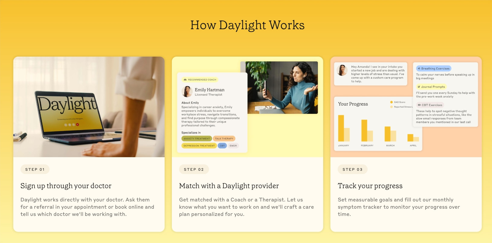 Daylight Health captured website design
