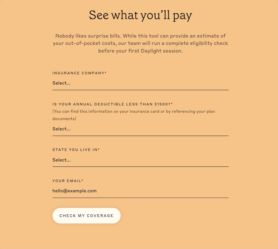 Daylight Health captured website design