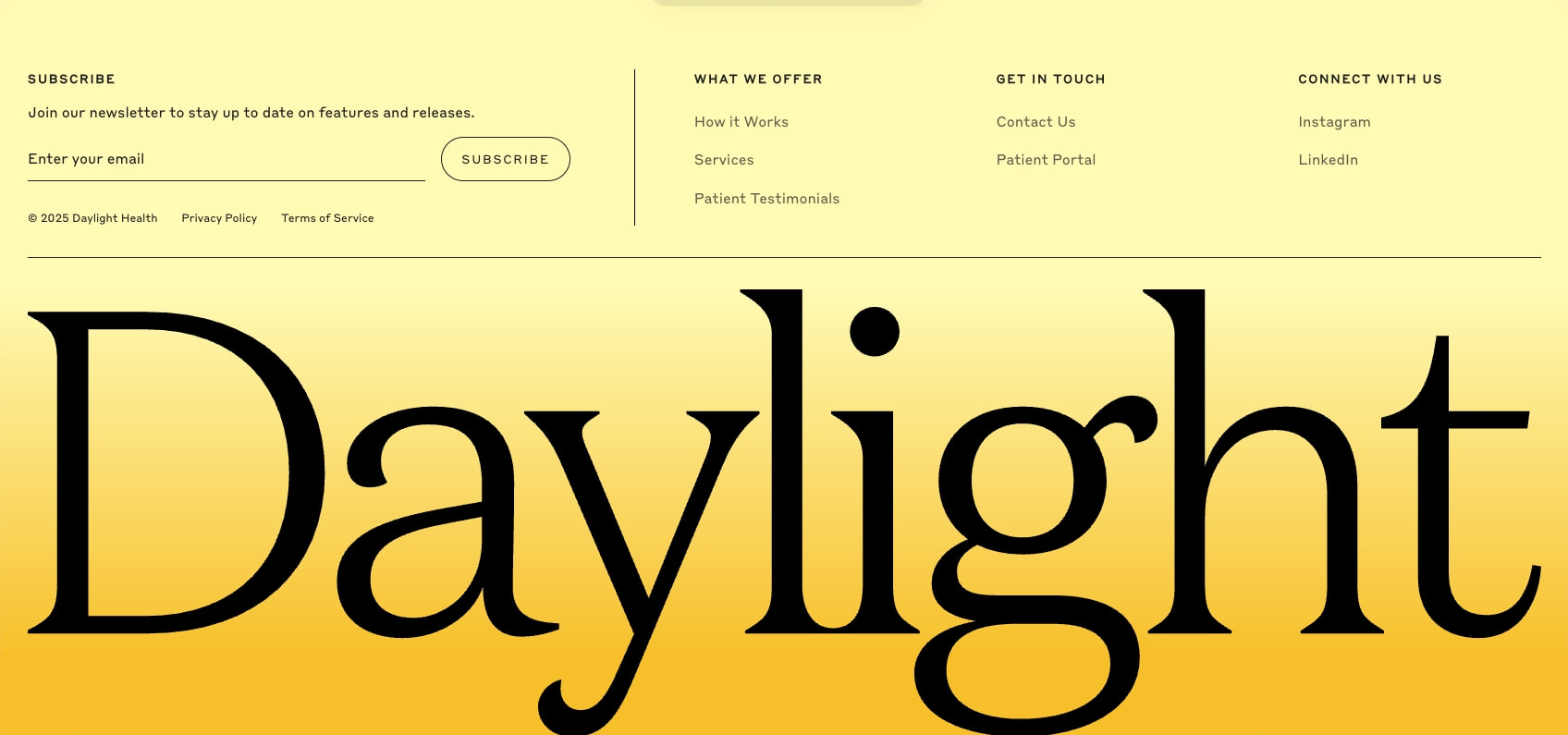 Daylight Health captured website design