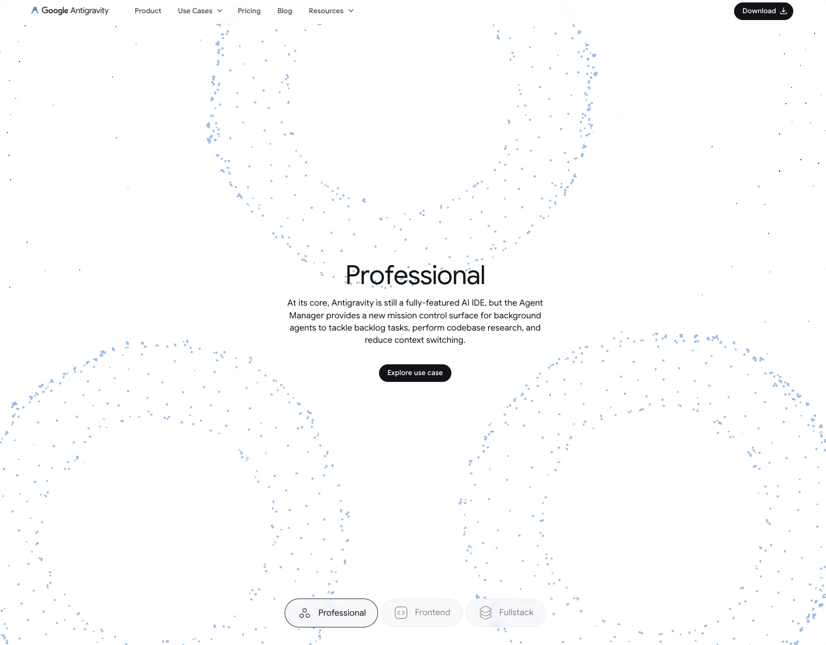 Google Antigravity Use Cases captured website design