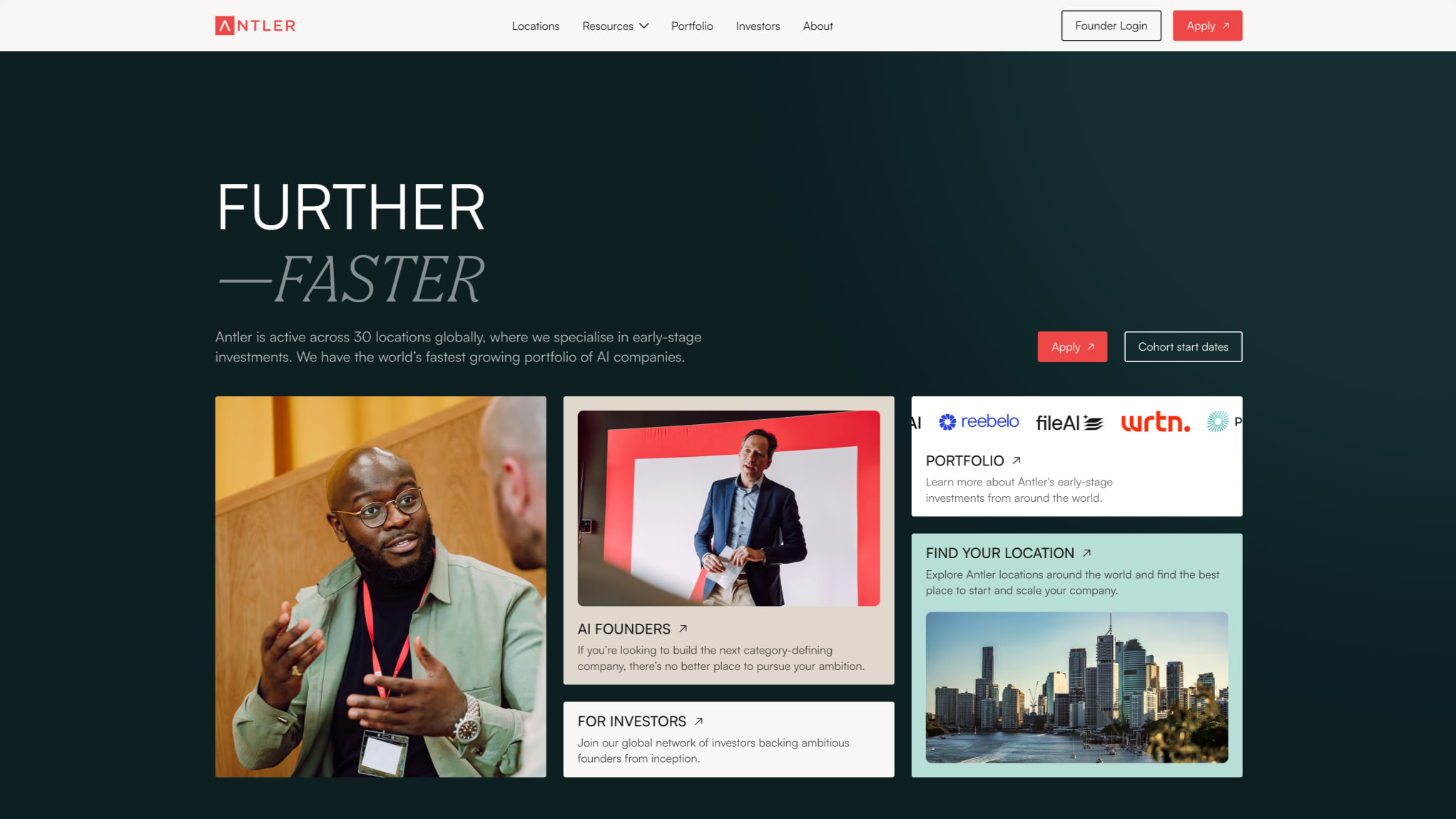 Antler | Where Founders Go Further, Faster captured website design