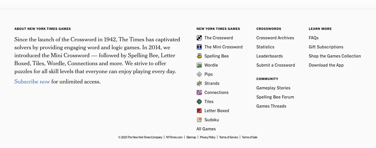The Crossword — The New York Times captured website design