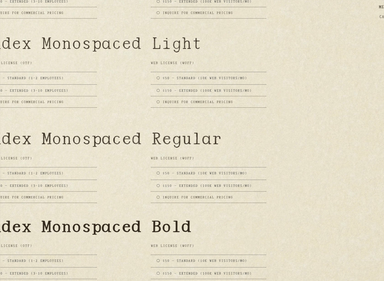 Purchase Index Mono — Old City Mailroom captured website design