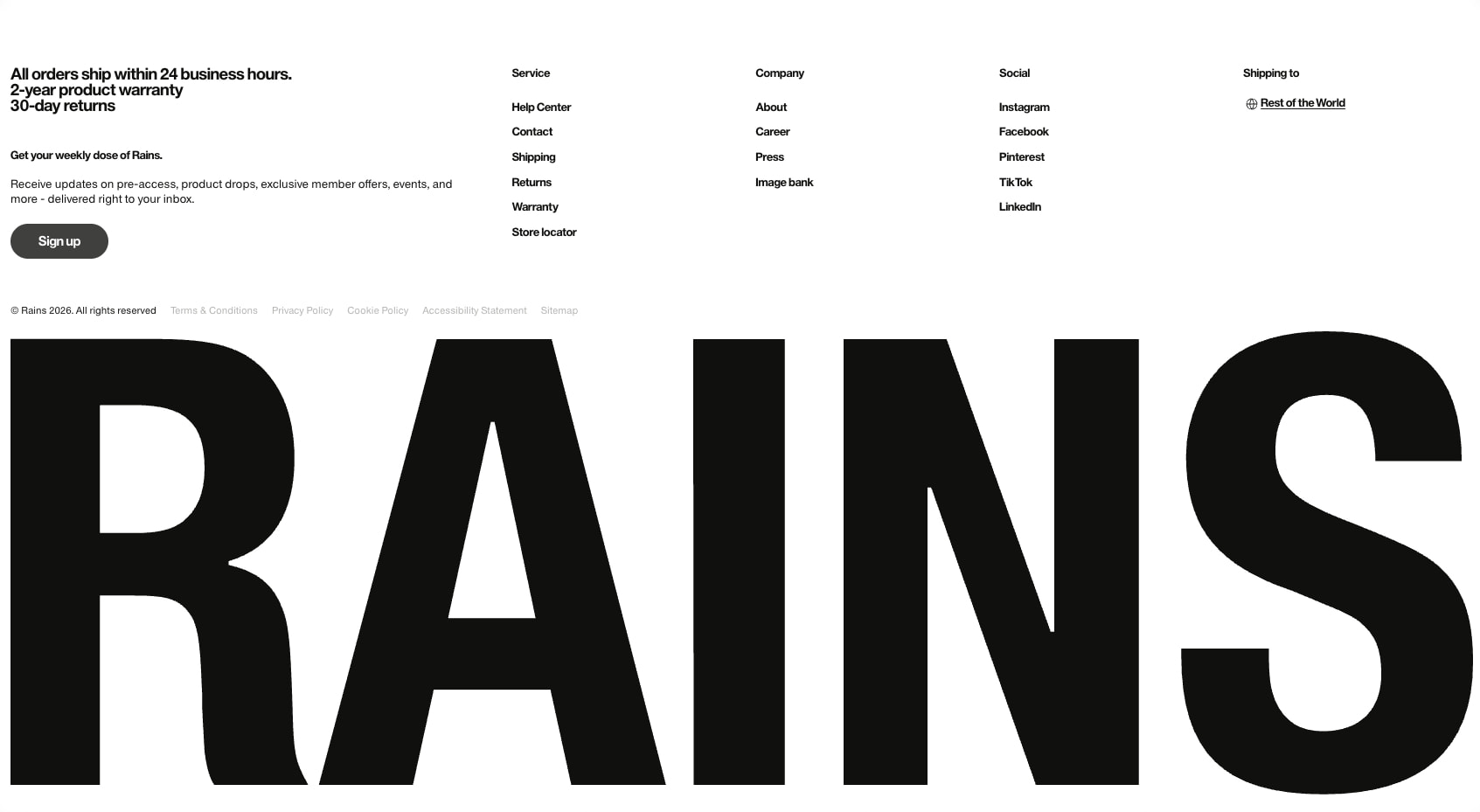 Rains® | Explore Our Outerwear & Waterproof Clothing captured website design