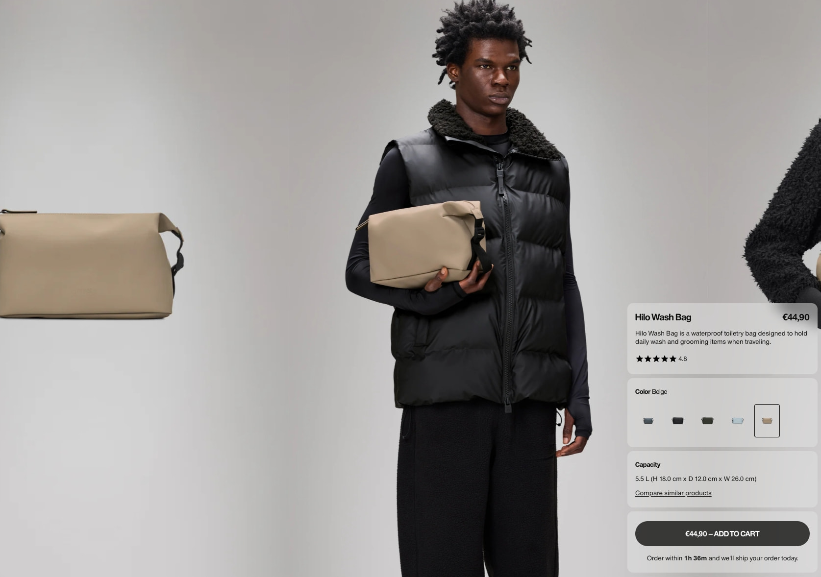 Rains® Hilo Wash Bag in Beige for €44.90 | 2-Year Warranty captured website design