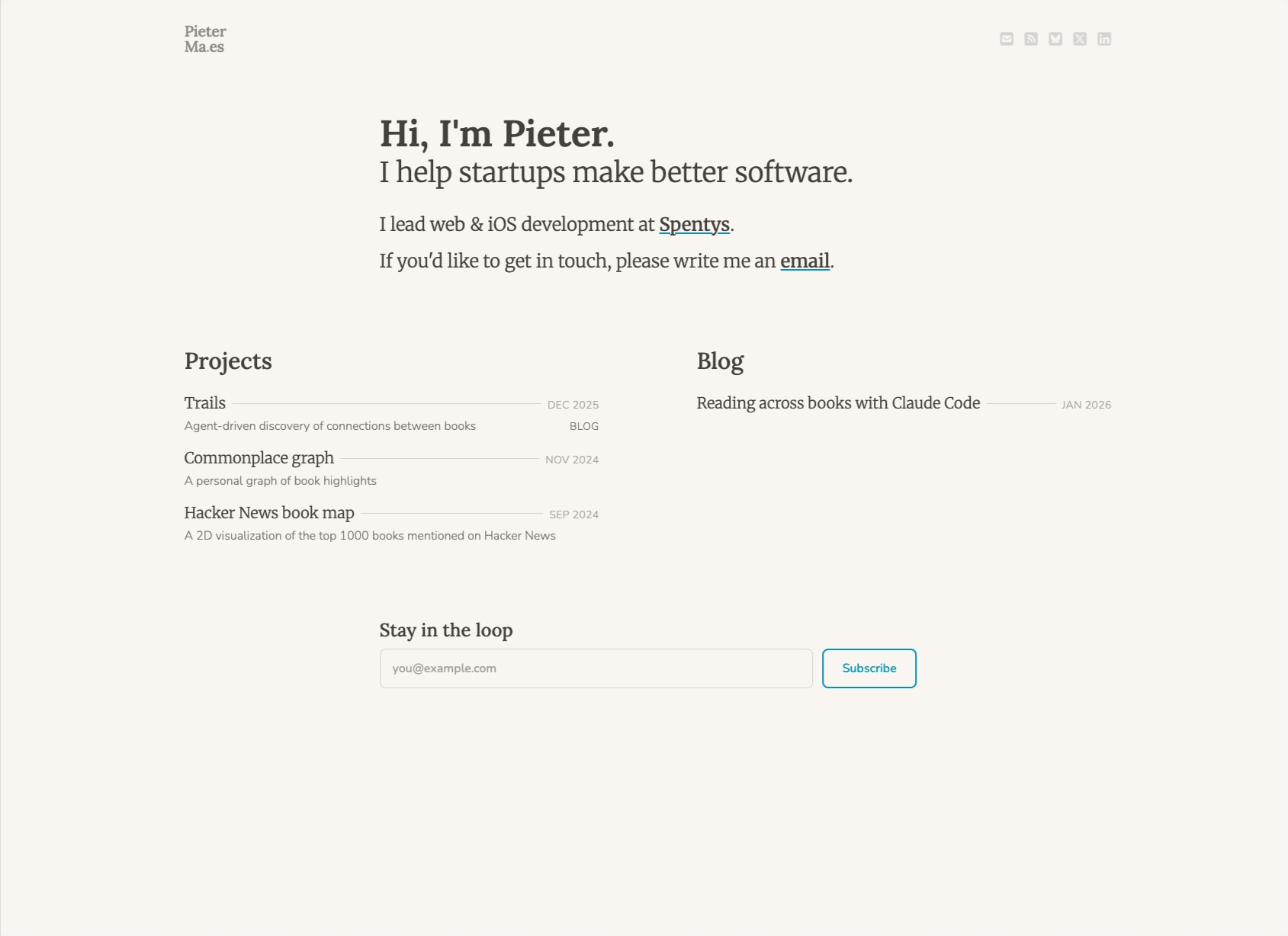 Pieter Maes captured website design