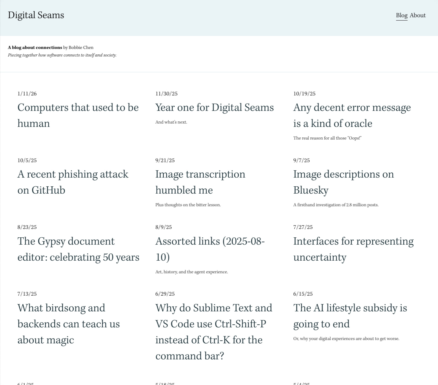 Digital Seams captured website design