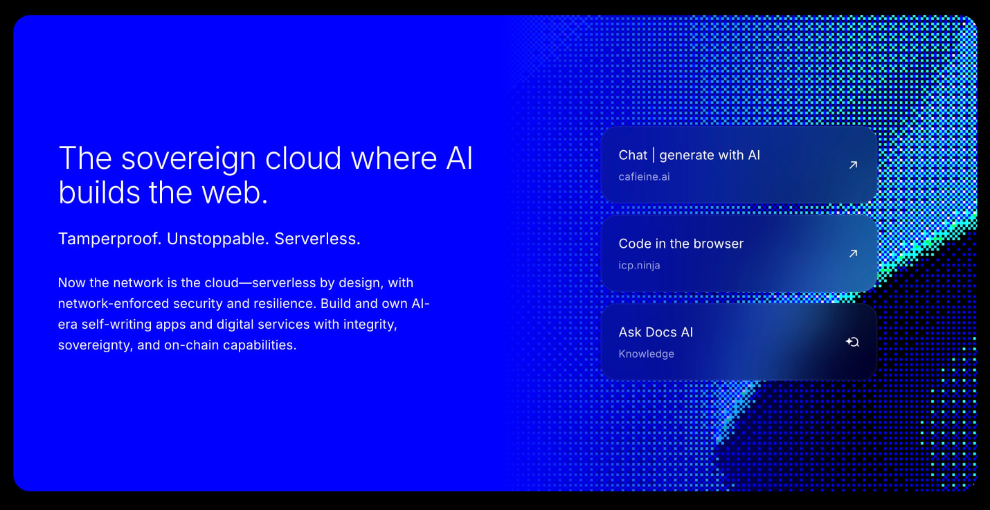 Internet Computer — The sovereign cloud where AI builds the web | Internet Computer captured website design
