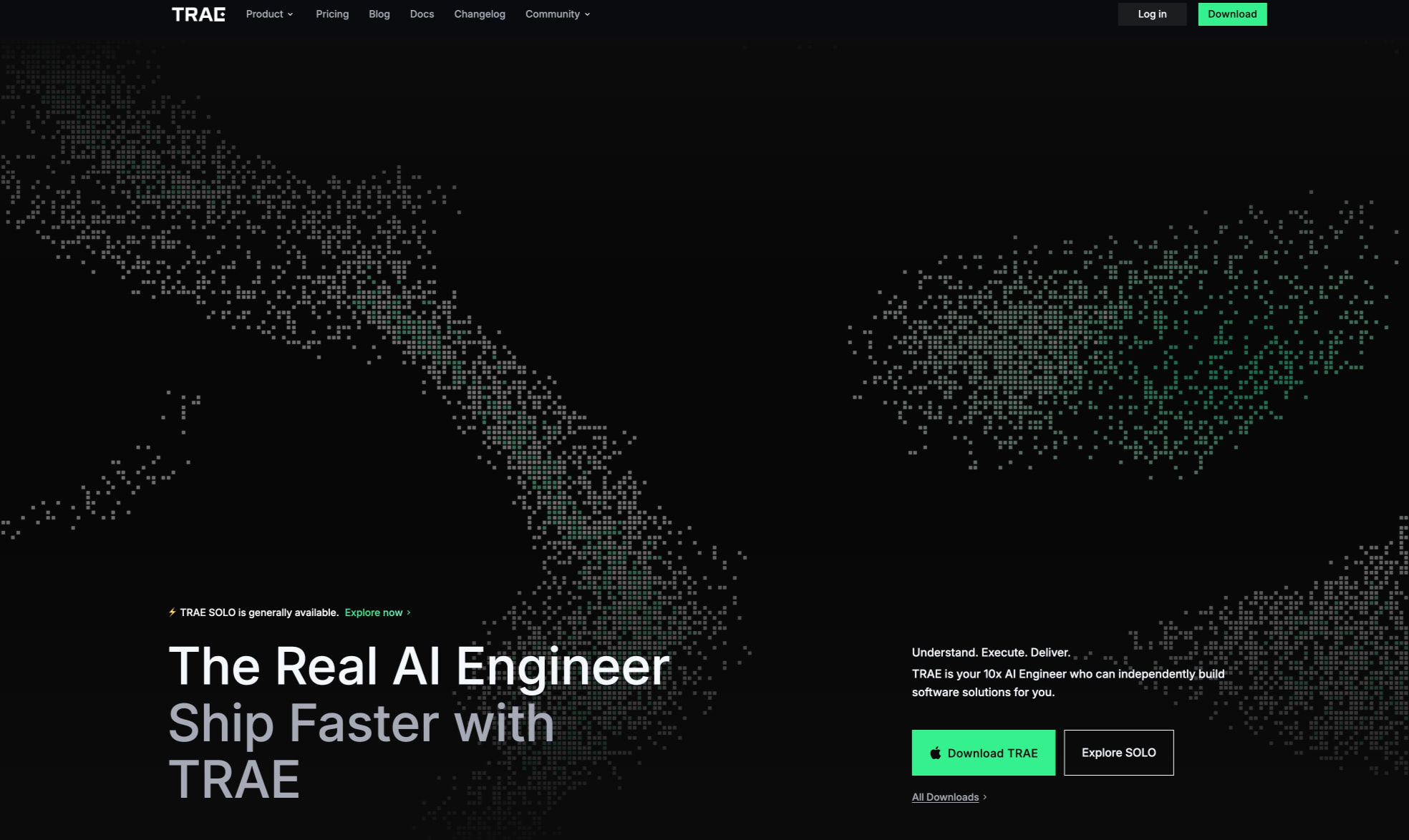 TRAE - Collaborate with Intelligence captured website design