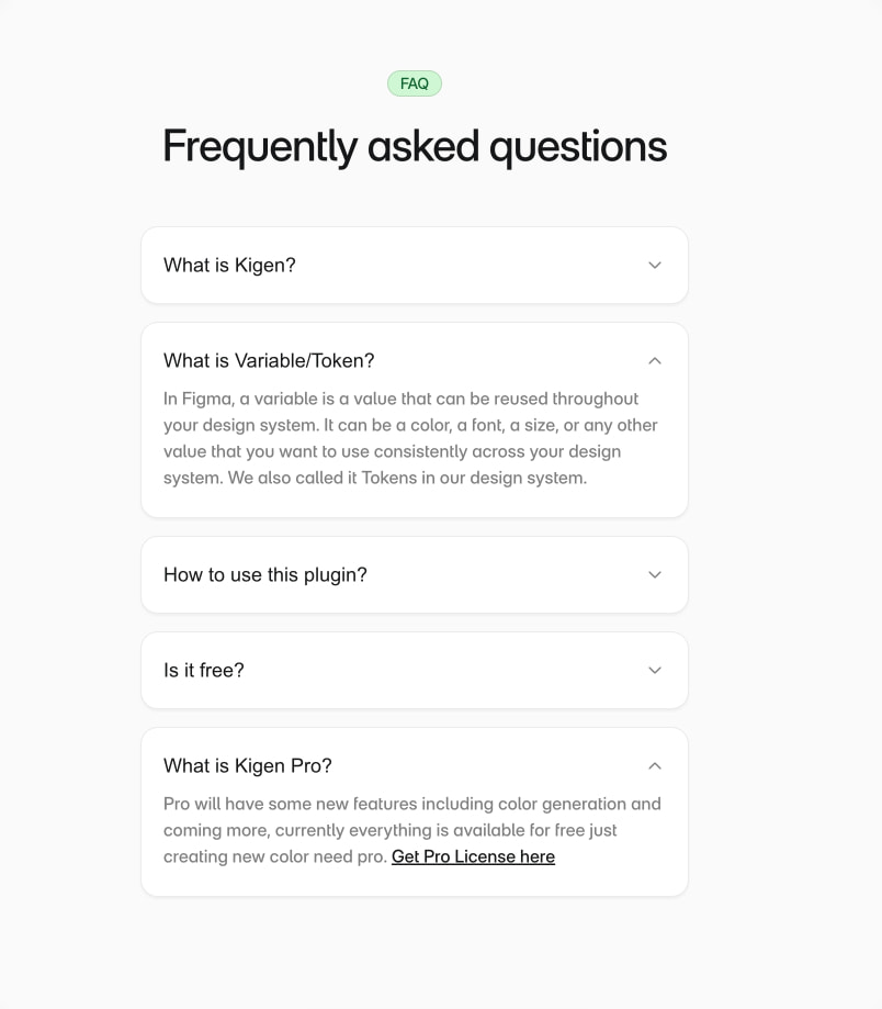 Kigen - Figma Design System Generator captured website design