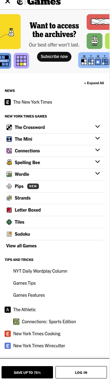 The Crossword — The New York Times captured website design