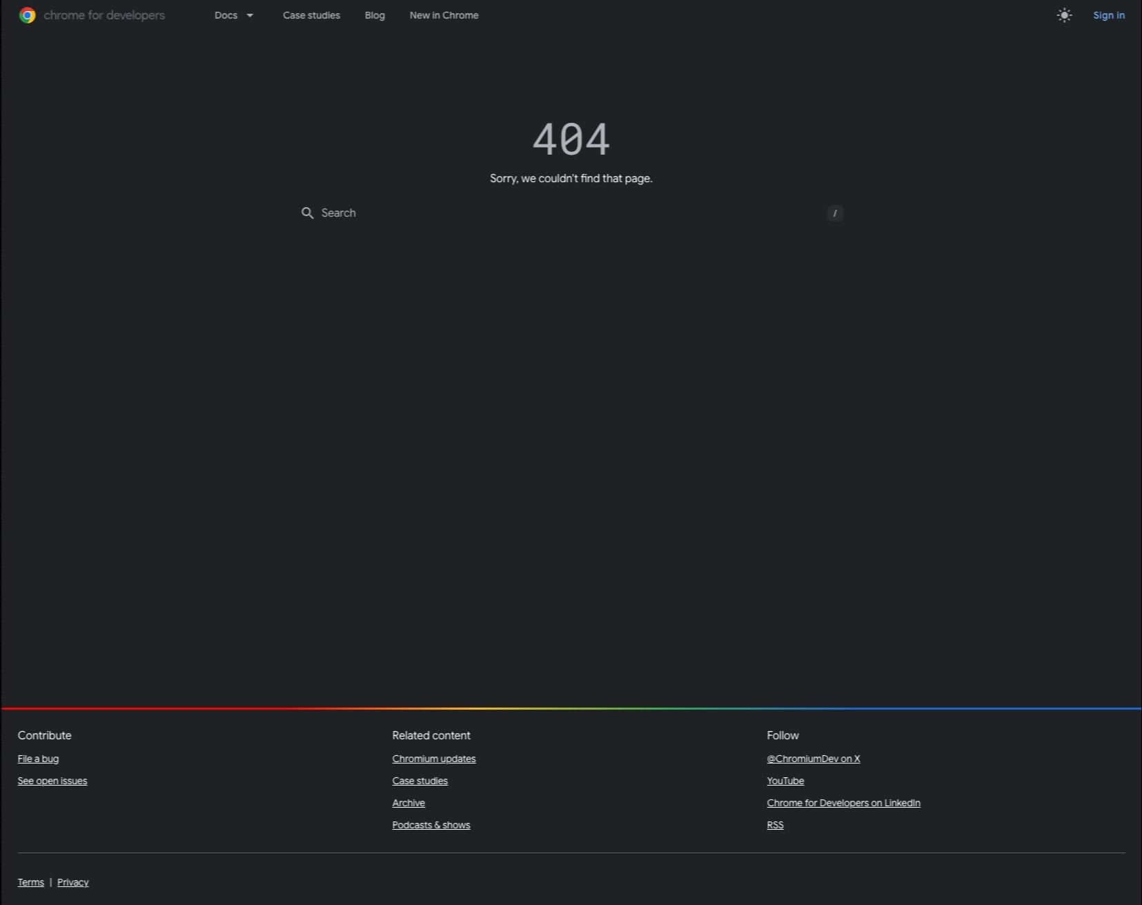 404  |  Page Not Found  |  Chrome for Developers captured website design