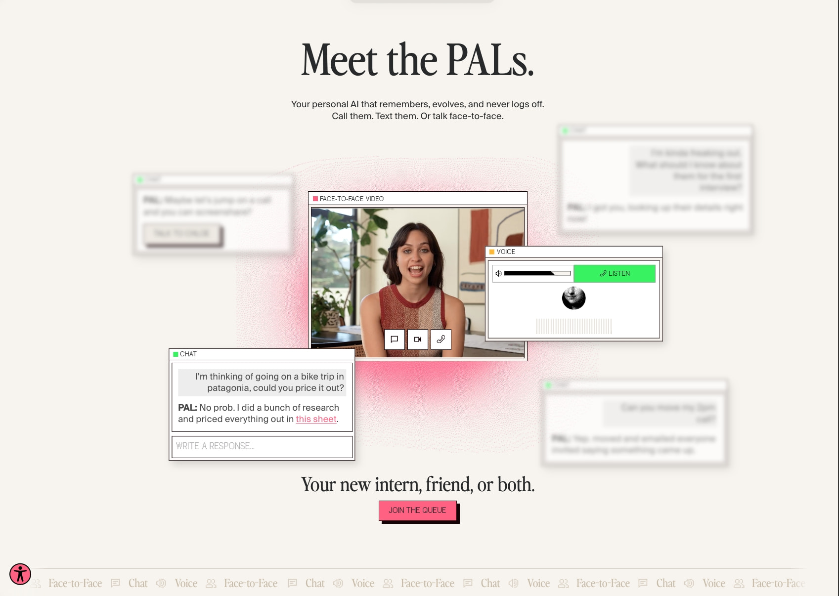 Tavus: Meet the PALs captured website design