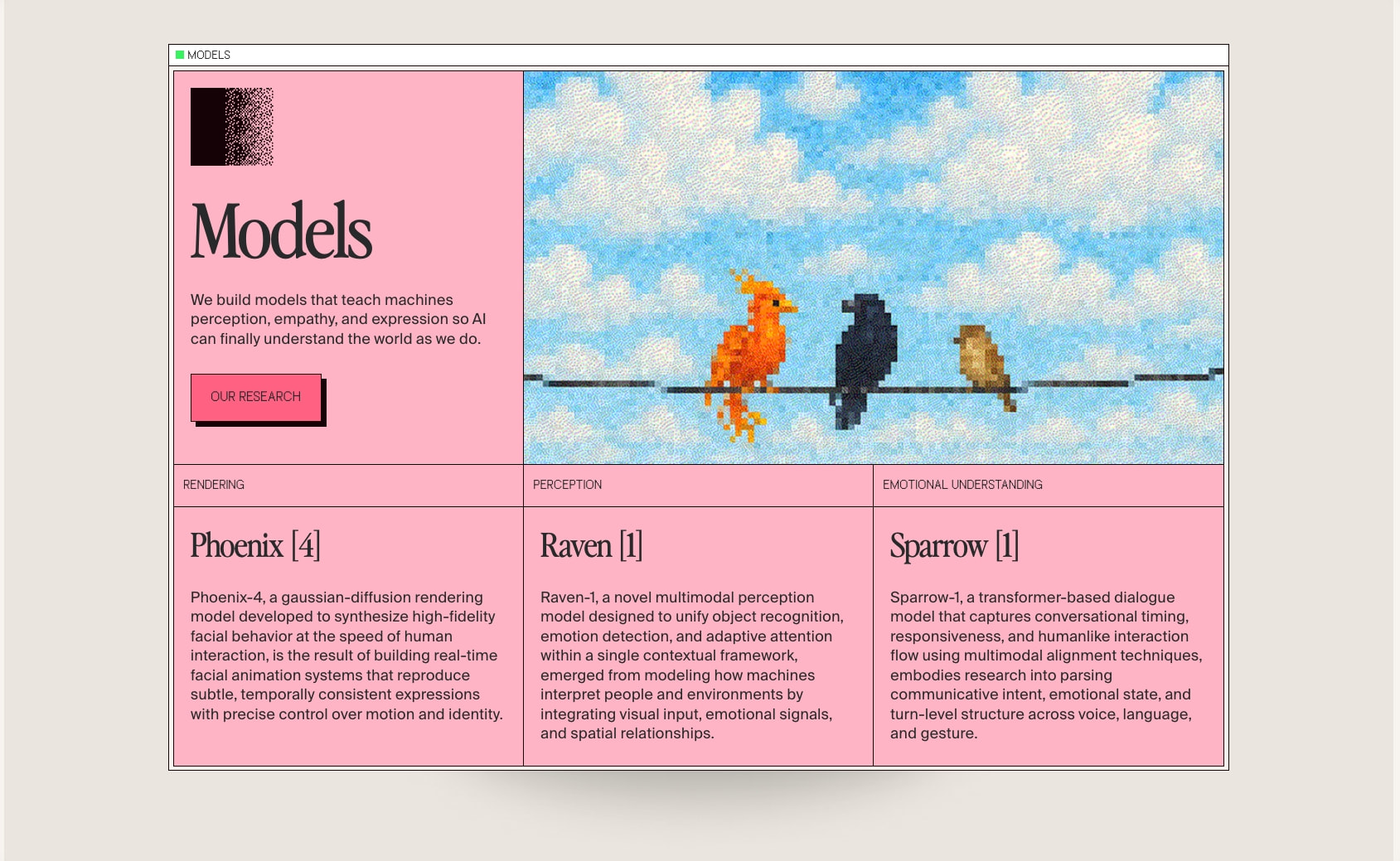 Tavus: Meet the PALs captured website design