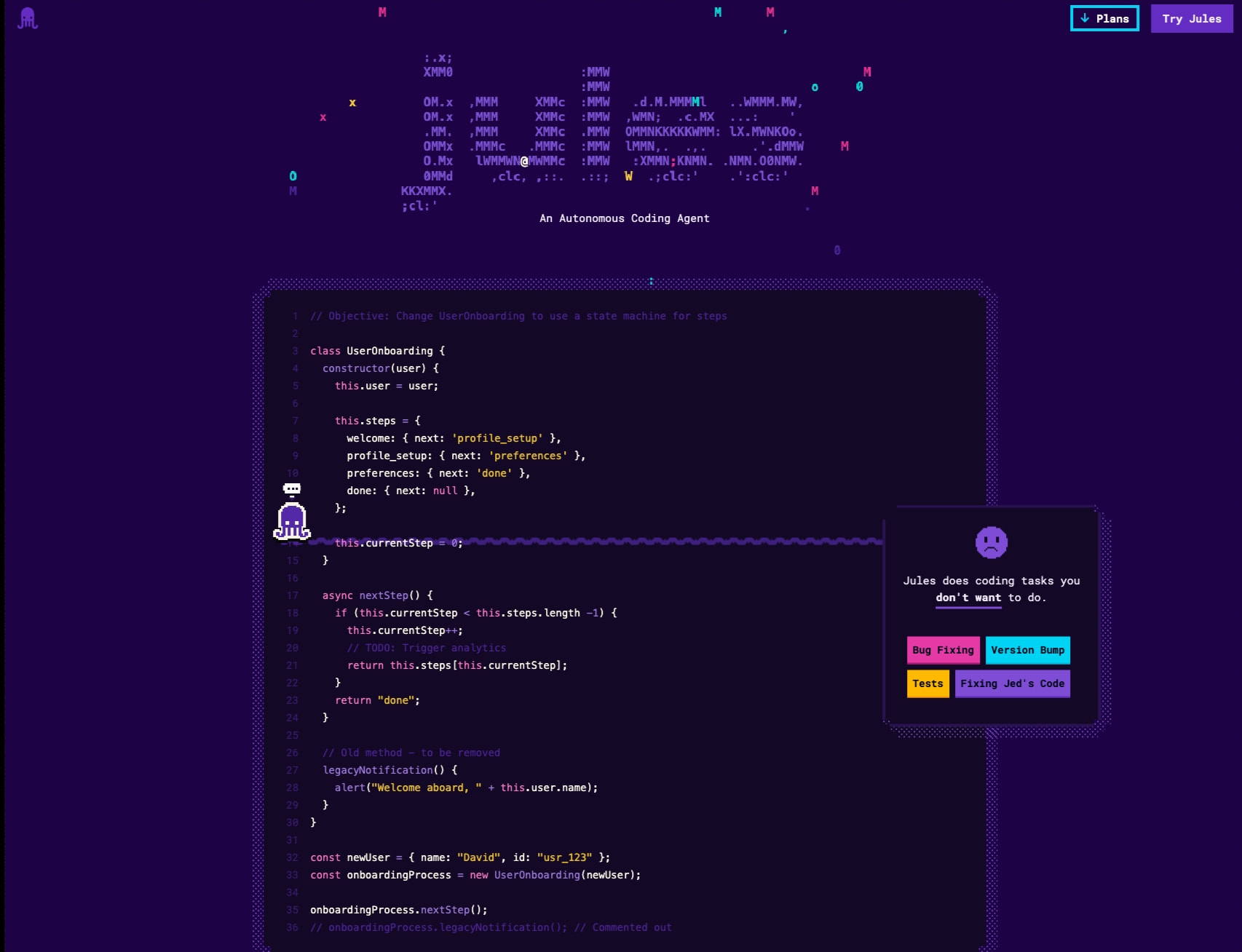 Jules - An Autonomous Coding Agent captured website design