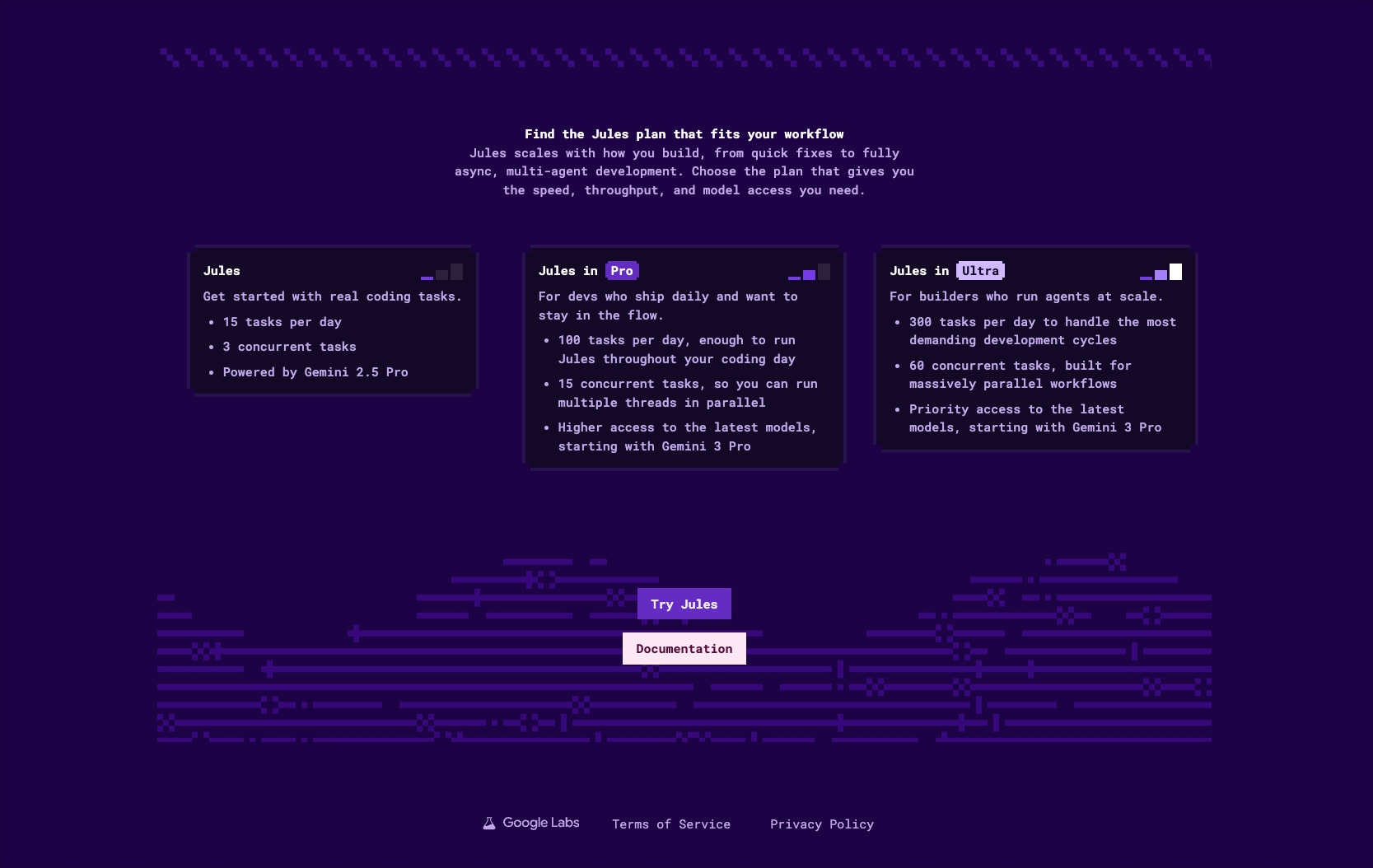 Jules - An Autonomous Coding Agent captured website design